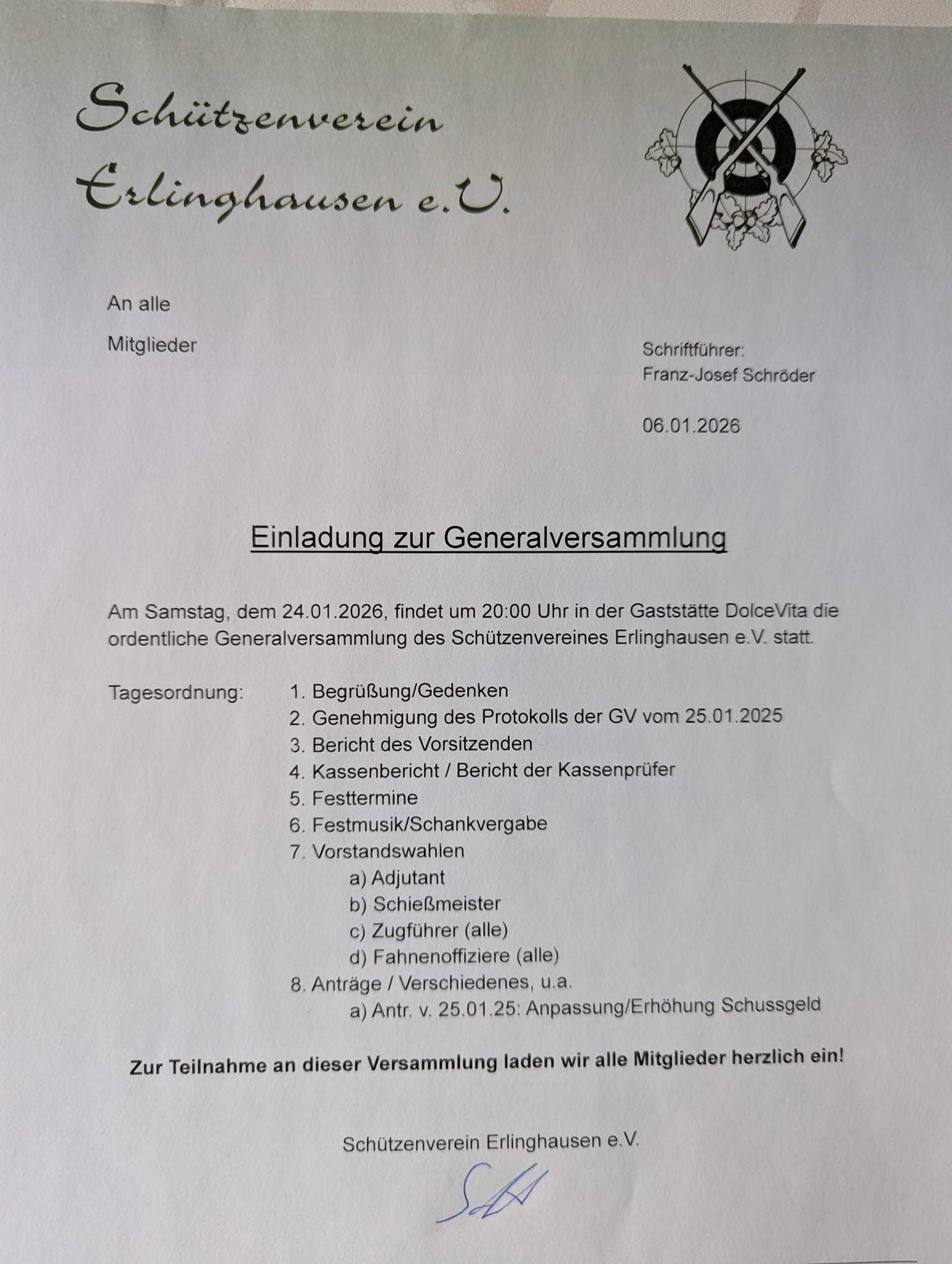 Einladung zur Generalversammlung 2026